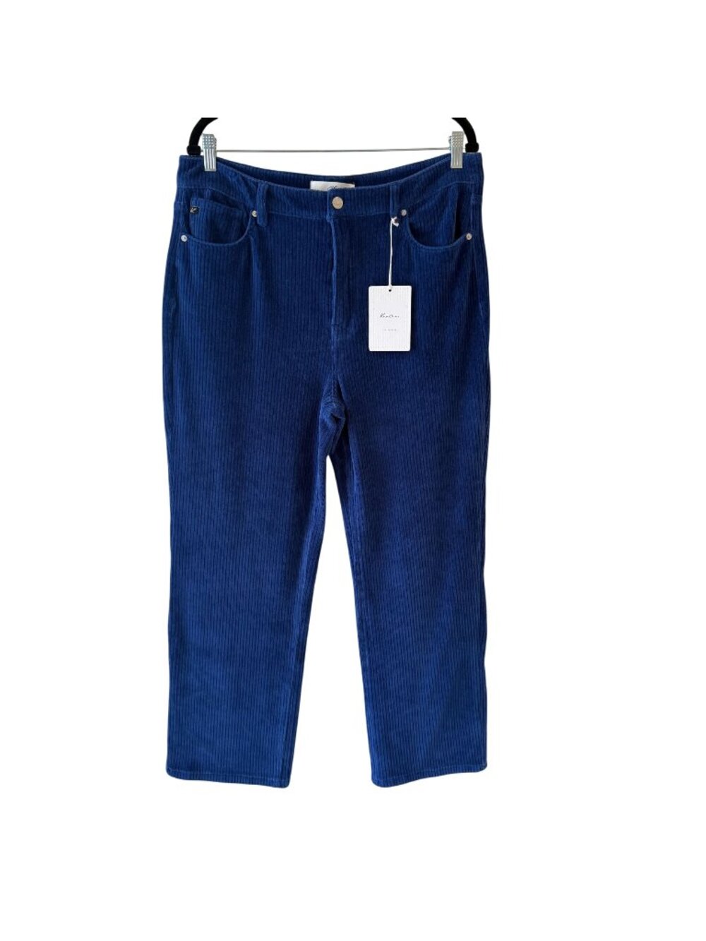 KanCan Womens Navy Corduroy Pants Size 12/31 Cotton Blend Mid-Rise Straight-Leg